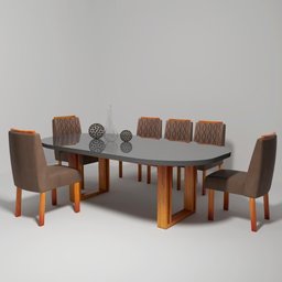 Sala de Jantar 196x90 MDF/Vidro 6 Cadeiras Karen Bom Pastor - 2