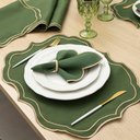 Ver imagem 4 de Kit 6 Jogos Americanos Retangular com Guardanapos Bordado - Escócia Verde