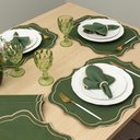 Ver imagem 2 de Kit 6 Jogos Americanos Retangular com Guardanapos Bordado - Escócia Verde