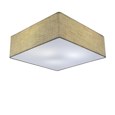 Lustre Plafon Sobrepor Quadrado Vivare Cqf5015rst Cúpula em Tecido Cor Rustico Bege 50x50x15cm
