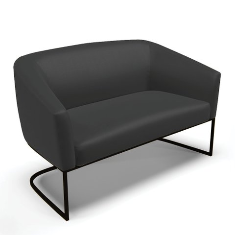 Sofá Namoradeira 2 Lugares Base Industrial Preto Stella Corino Preto D03 - D'Rossi