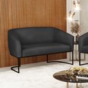 Ver imagem 2 de Sofá Namoradeira 2 Lugares Base Industrial Preto Stella Corino Preto D03 - D'Rossi