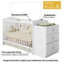 Ver imagem 2 de Berço Cômoda 3 Gavetas Satriani com Regulagem de Altura - Branco