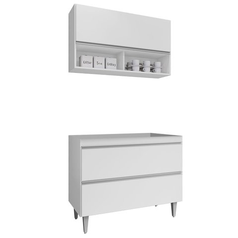 Armário de Cozinha com Nichos Cp01 para Pia 100cm M24 Branco - Mpozenato