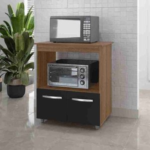 Balcão Multiuso para Forno e Microondas Angela - Savana/preto