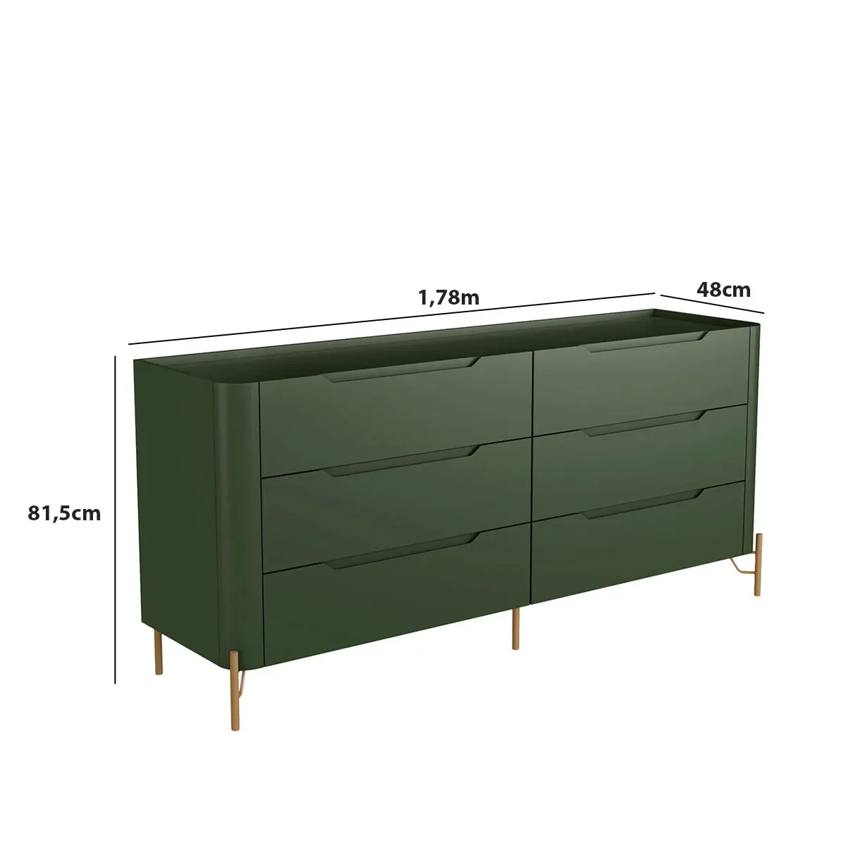 Ver imagem 2 de Cômoda com 6 Gavetas em Mdf – 178x81,5x48 Cm – Acabamento premium