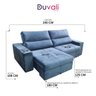 Sofá Retrátil Reclinável 4 Lugares Criciúma 240 Cm Pillow Veludo Azul - Duvali - 3