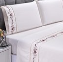 Ver imagem 2 de Jogo lençol Fluence quarto casal Queen bordado 4 peças 2fronha: Palha com Chocolate