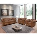 Ver imagem 4 de Kit Namoradeira e 2 Poltronas Chesterfield Vittorio Via Encanto Courano Marrom