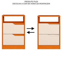 Mesa de Cabeceira 2 Gavetas Sara Flex Cinamomo/off White - 2