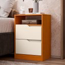 Ver imagem 1 de Mesa de Cabeceira 2 Gavetas Sara Flex Cinamomo/off White