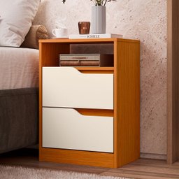 Mesa de Cabeceira 2 Gavetas Sara Flex Cinamomo/off White - 9