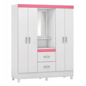 Guarda Roupa Infantil Lord Branco Rosa Flex - Demóbile