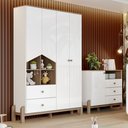 Ver imagem 1 de Conjunto Quarto de Bebê com Guarda-Roupa 4 Portas e Cômoda Ternura Branco/Jequitibá