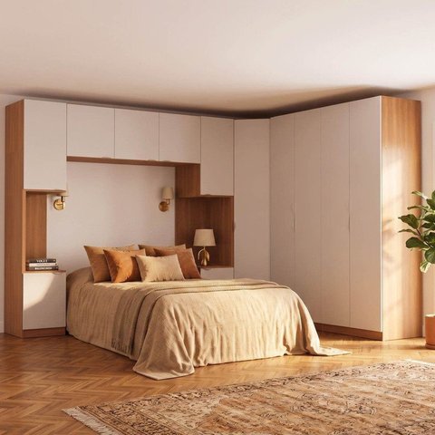 Guarda Roupa Planejado 12 Portas 6 Peças Hera CabeCasa MadeiraOriginals Louro/Algodão