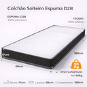 Ver imagem 2 de Colchão Solteiro Espuma D28 Bordado 188x88x17cm Antialérgico