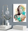 Ver imagem 1 de Quadro Decorativo Buda Aquarela Turquesa 24x18cm:madeira Branca