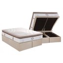 Ver imagem 1 de Conjunto Box Baú King: Colchão Molas Ensacadas Poseidon Plus Pillow Top + Base Crc Suede Clean