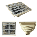 Ver imagem 1 de Ralo Anti Cheiro Aluminio 15x15 Reta Tela e Coletor Saída Baixa Bege Adapt de 40mm até 100mm