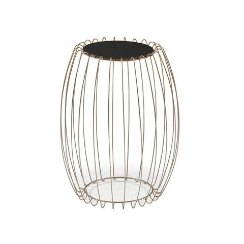 Mesa Lateral Creta 59 Cm (alt) com Tampo de Vidro Preto Base Aco Cobre - 56935