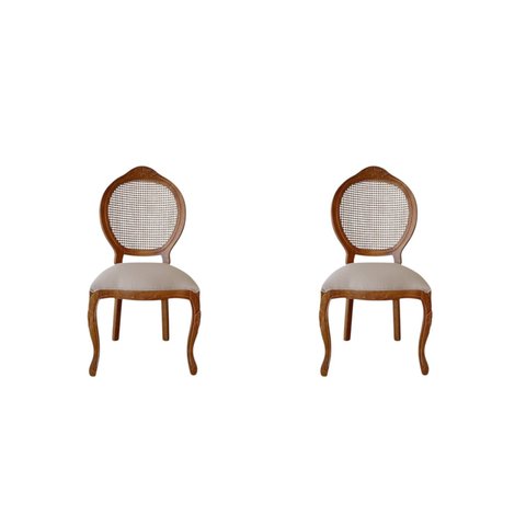 Kit 2 Cadeiras Medalhão Entalhada Encosto Telinha