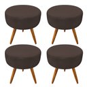 Ver imagem 1 de Kit 4 Puffs Banqueta Redonda Nina Suede Marrom Pés Palito Castanho - Pallazio