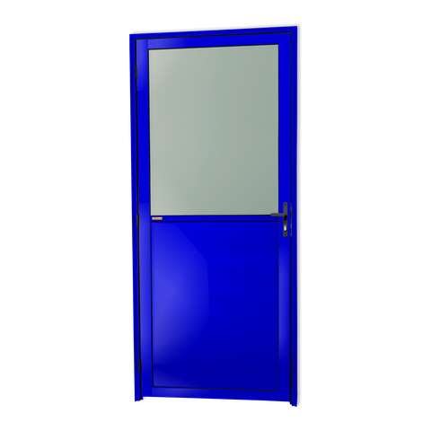 Porta Alumínio Meia Lambril Meia Vidrao D.Azul 90 V.Boreal Brimak