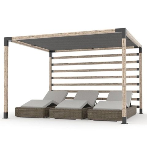 Pérgola Popsteel Club com Toldo e Parede Slim