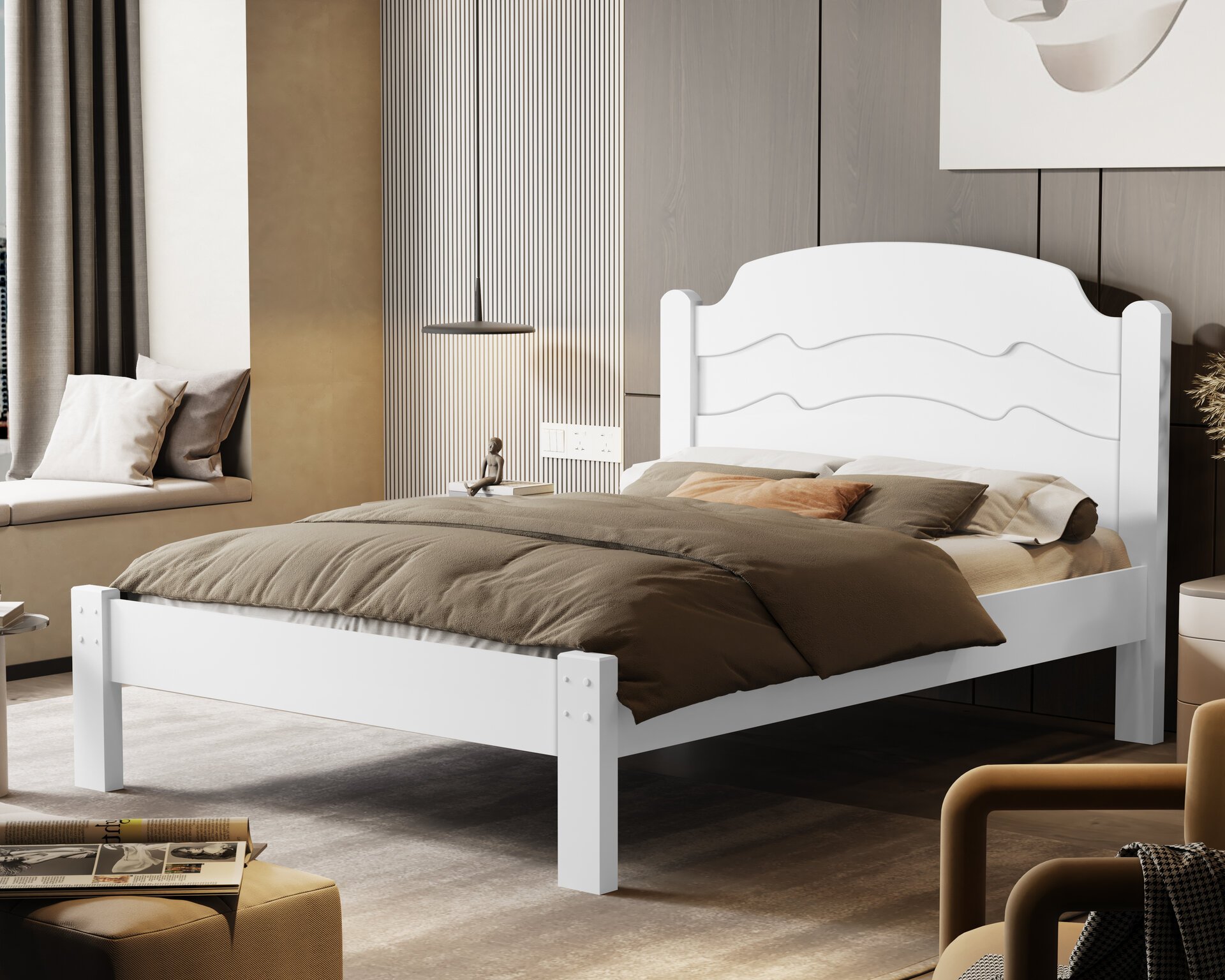 Cama Casal Iris Tradicional Reforçada Mdf Moderna para Quarto:branco