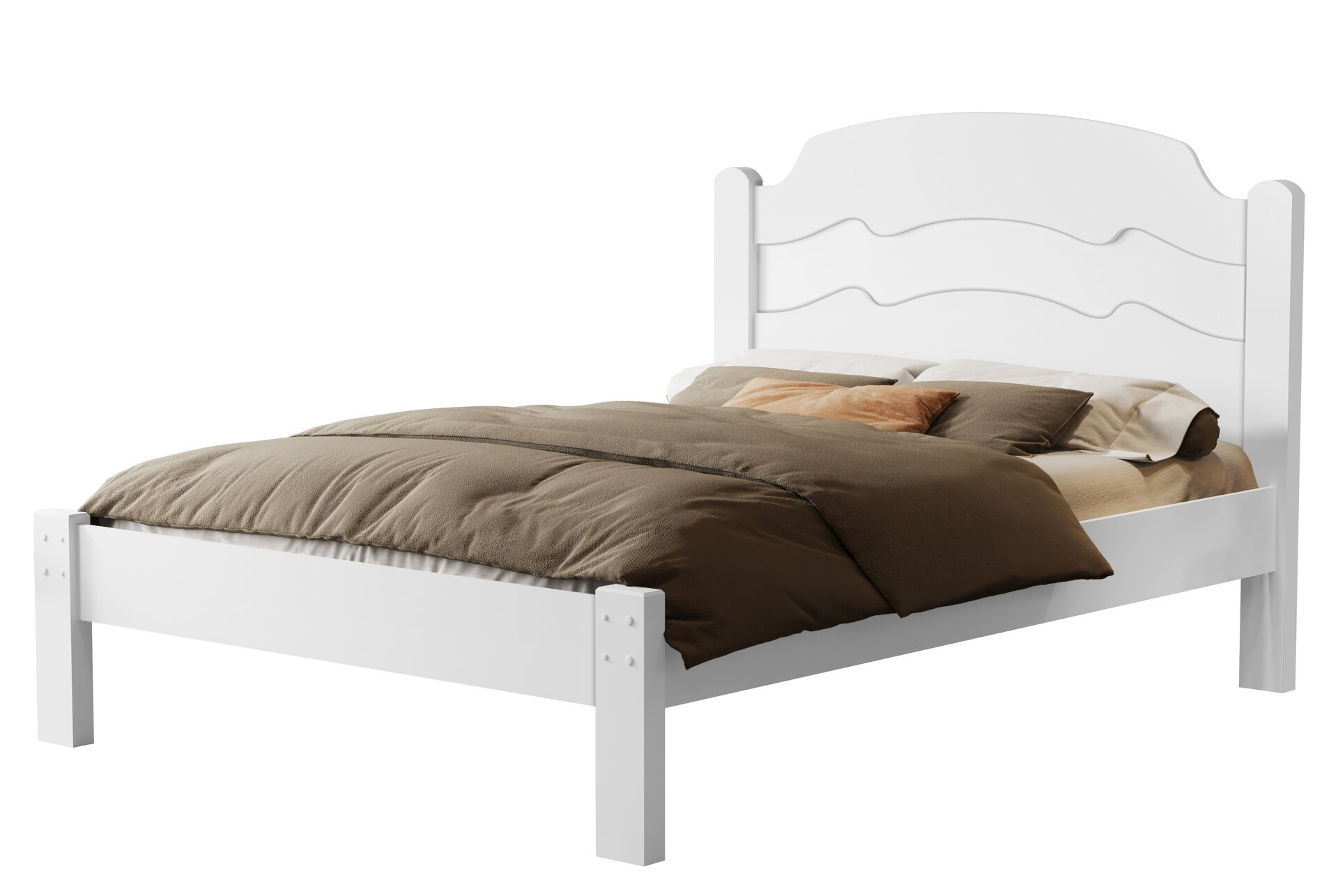 Cama Casal Iris Tradicional Reforçada Mdf Moderna para Quarto:branco - 2