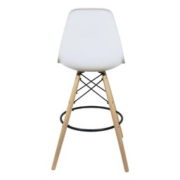 Kit 6 Banquetas Charles Eames Eiffel Wood Design Base Fixa Madeira - Branca - 5