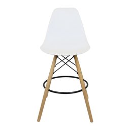 Kit 6 Banquetas Charles Eames Eiffel Wood Design Base Fixa Madeira - Branca - 3