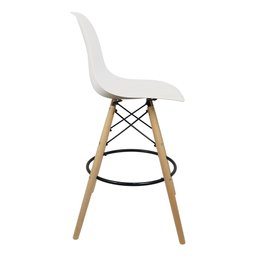 Kit 6 Banquetas Charles Eames Eiffel Wood Design Base Fixa Madeira - Branca - 4