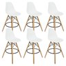 Kit 6 Banquetas Charles Eames Eiffel Wood Design Base Fixa Madeira - Branca - 1