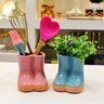 Botinha Vaso Vasinho Cerâmica Galochas Botinhas Kit 2 Pç - 1