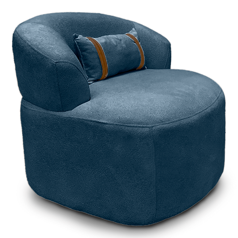 Puff Poltrona Decorativa Orgânica Roma Sala Bouclé com Almofada:azul Marinho