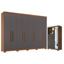 Ver imagem 1 de Guarda Roupa Casal 8 Portas 4 Gavetas Master New com Pés e Cômoda Marabá com Espelho e Pés Jatob
