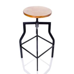 banqueta industrial em aço com assento em madeira - 4