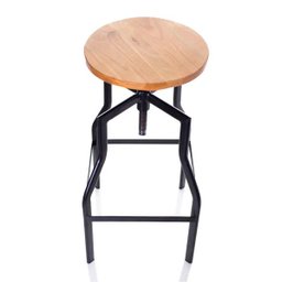 banqueta industrial em aço com assento em madeira - 2