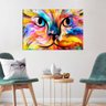 Tela Decorativa Gato Abstrato Colorido Grande - 1
