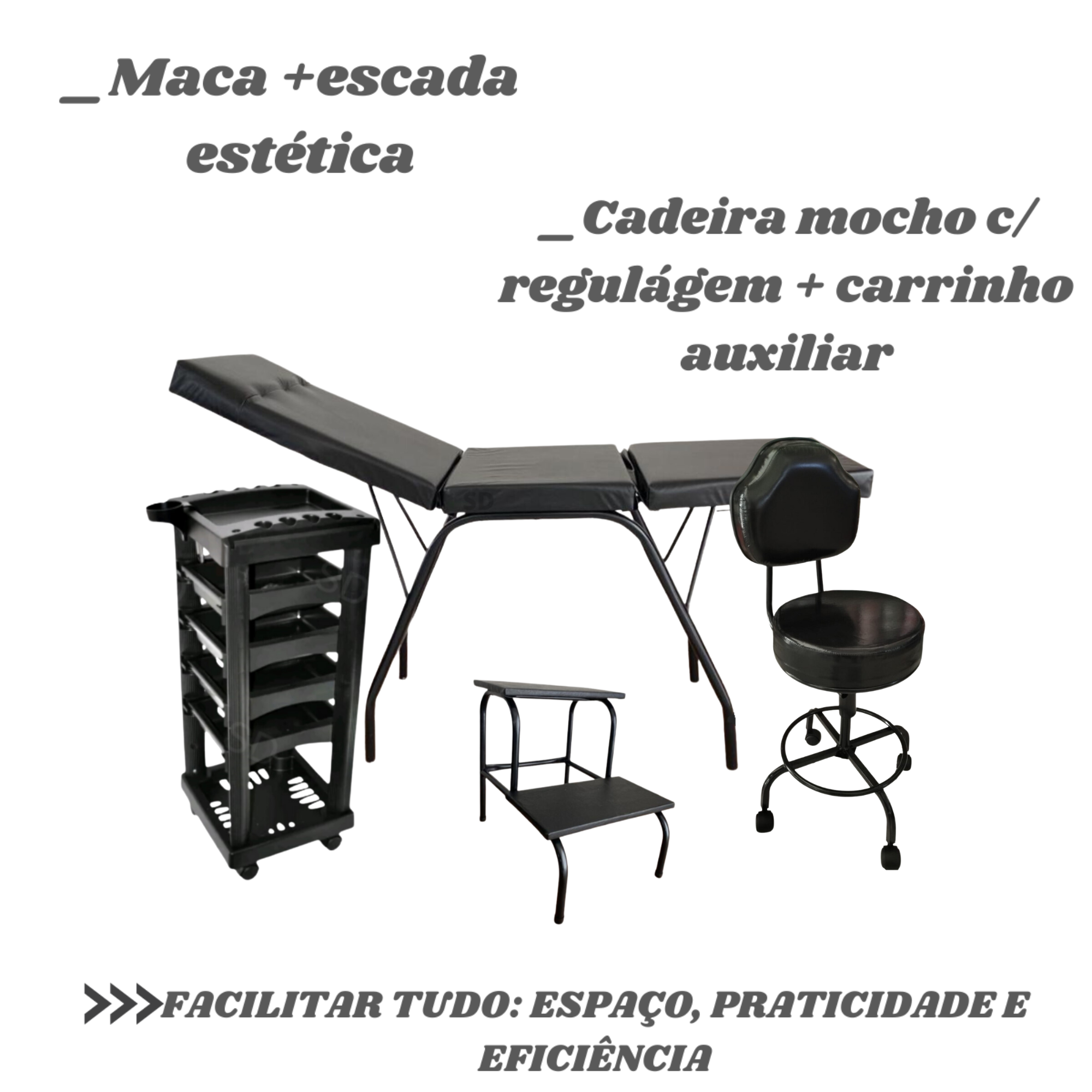Kit Maca + Escada + Mocho Regulável + Carrinho Organizador - 7