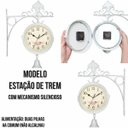 Ver imagem 4 de Relógio Parede Dupla Face Floral Estação de Trem Sino Branco