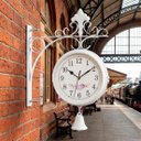 Ver imagem 2 de Relógio Parede Dupla Face Floral Estação de Trem Sino Branco