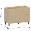 Ver imagem 4 de Balcão de Pia para Cozinha 120 Cm 3 Portas 2 Gavetas Aurora Carvalho