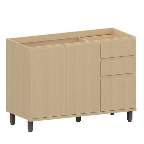 Balcão de Pia para Cozinha 120 Cm 3 Portas 2 Gavetas Aurora Carvalho