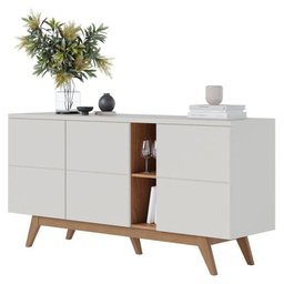 Aparador Buffet Ambiente Noronha Off White Matte Freijó - Colibri - 6