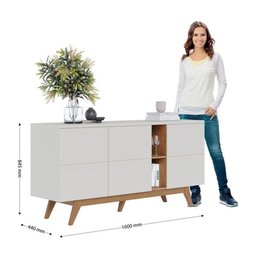 Aparador Buffet Ambiente Noronha Off White Matte Freijó - Colibri - 4