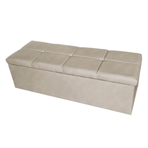 Calçadeira Baú Copenhague King Size 195cm Suede - Ecotec Decor:Bege