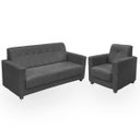 Ver imagem 1 de Sofá + 1 Poltrona para Sala de Estar Moderno Confortável Veneza Suede