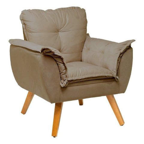 Poltrona Decorativa - Opala Revestimento Suede - Lm Decor Ladecor Estofados Cappuccino
